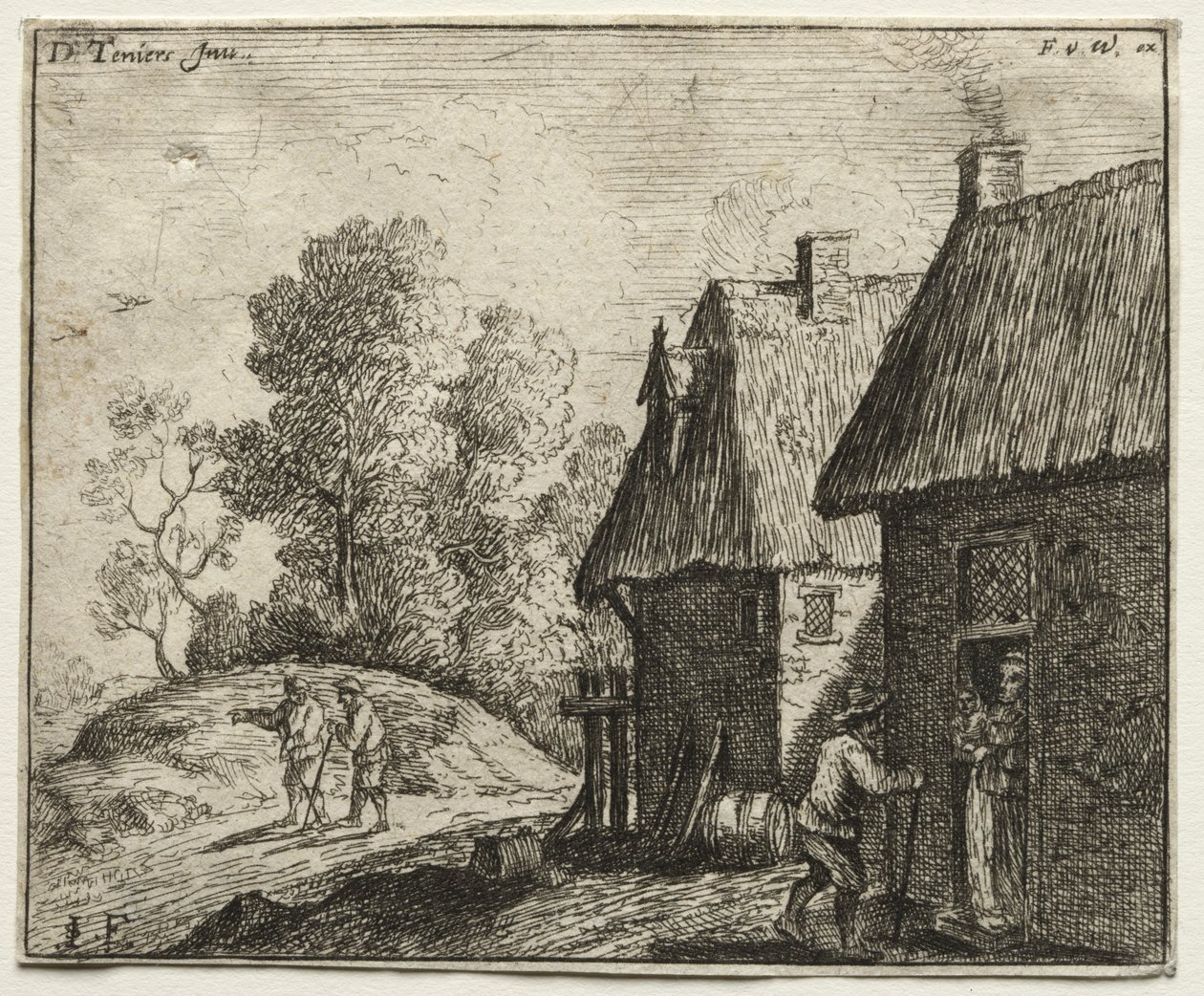 Bonde som pratar med en kvinna av David Teniers