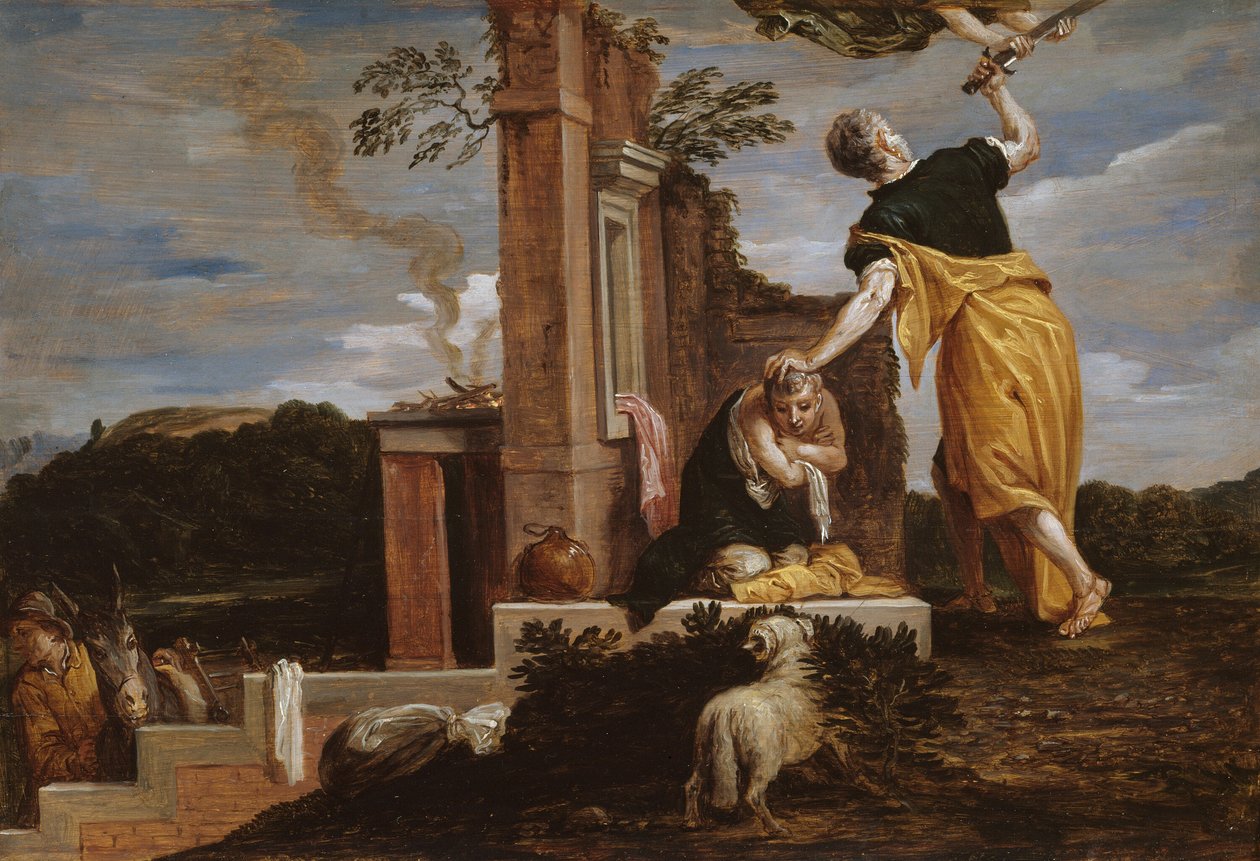 Abrahams offer av Isak av David Teniers the Younger
