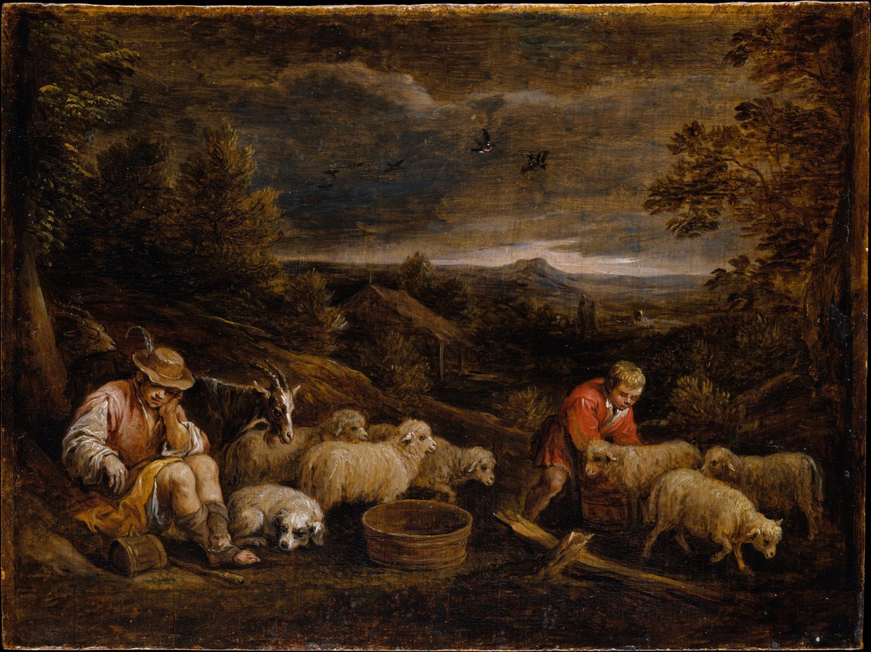 Herdar och får av David Teniers the Younger
