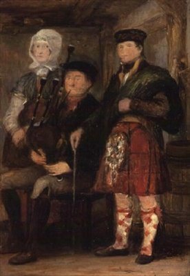 Highland Interior med en säckpipare av David Wilkie