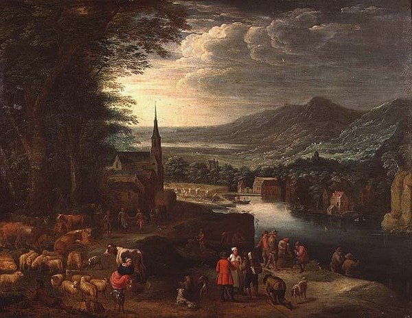 Ett vidsträckt bergslandskap av David Teniers the Younger