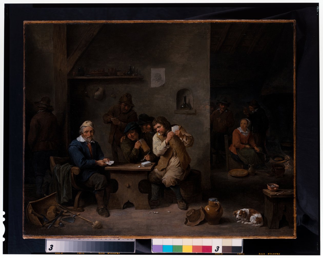 Figurer som spelar på en krog av David the Younger Teniers