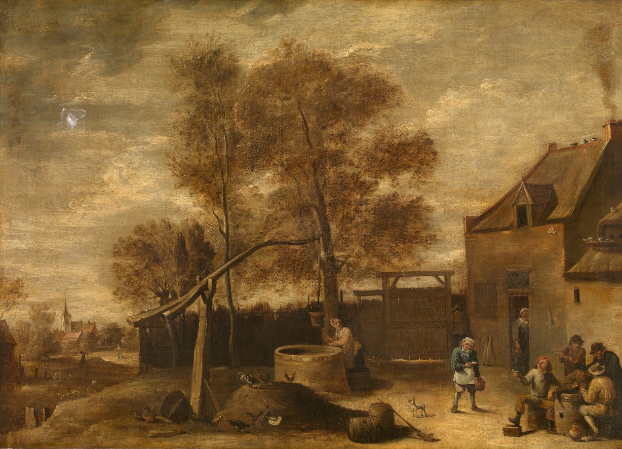 På bondgården (olja) av David the Younger Teniers