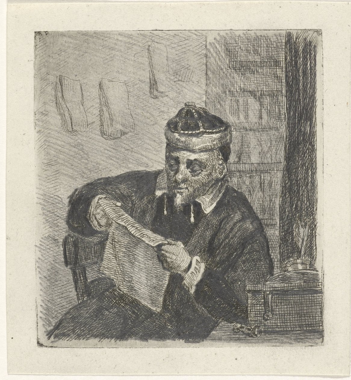 läsande man av David van der Kellen