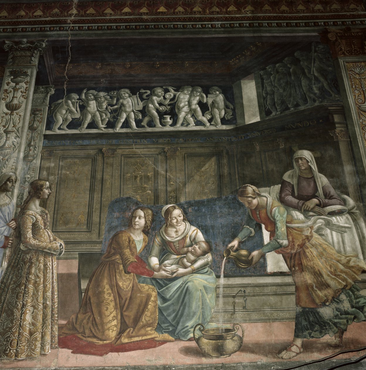 Jungfruns födelse, 1485-90 (detaljer) av Domenico Ghirlandaio
