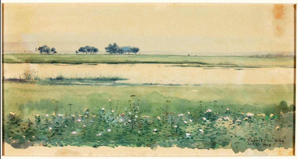 (Landskap med träskmarker) av De Lancey Gill
