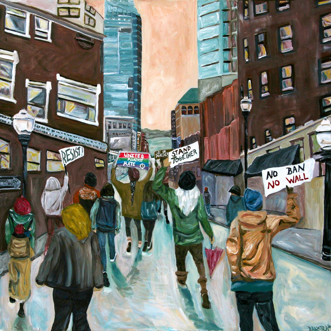 Resist, 2016 (akryl på duk) av Deborah Eve Alastra