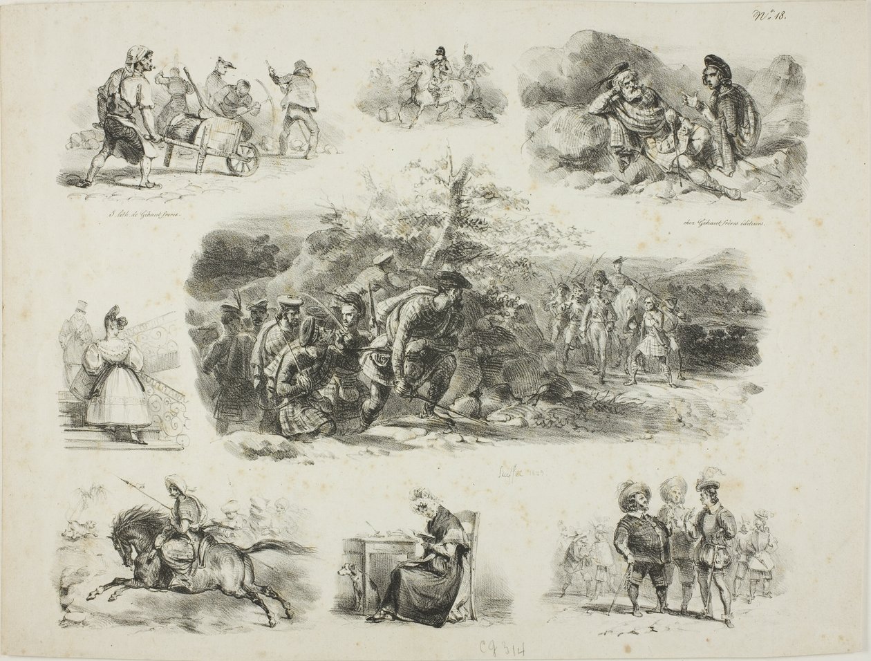 Blad med skisser av Denis Auguste Marie Raffet
