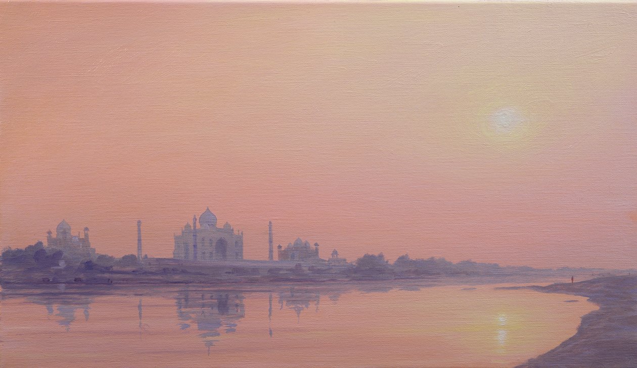 Solnedgång på Yamuna ( av Derek Hare