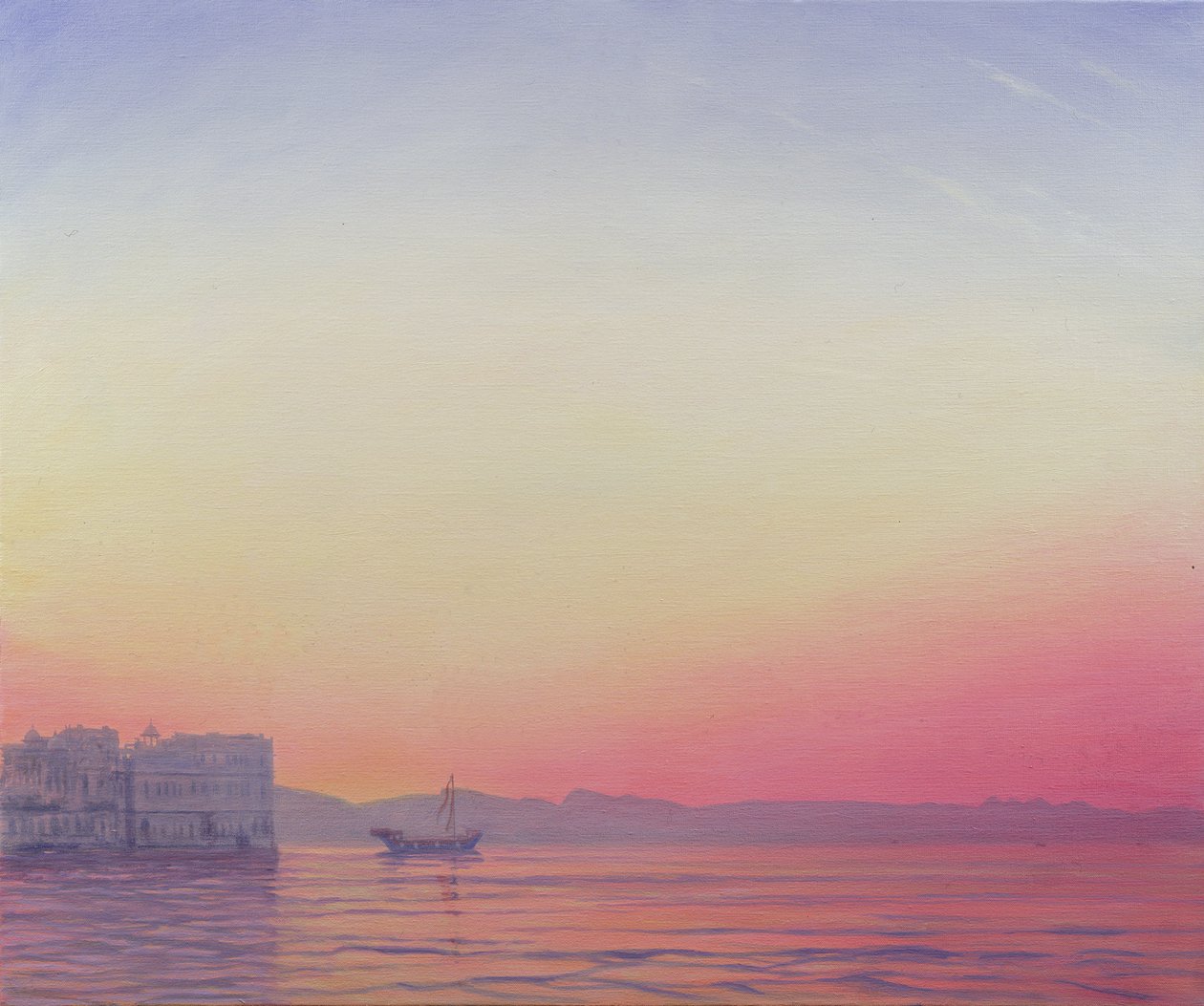 Solnedgång vid Lake Palace, Udaipur av Derek Hare