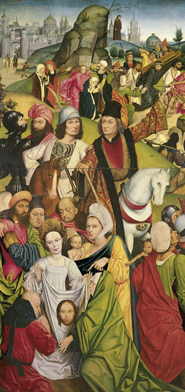 Saint Veronica och en grupp riddare av Derick Baegert
