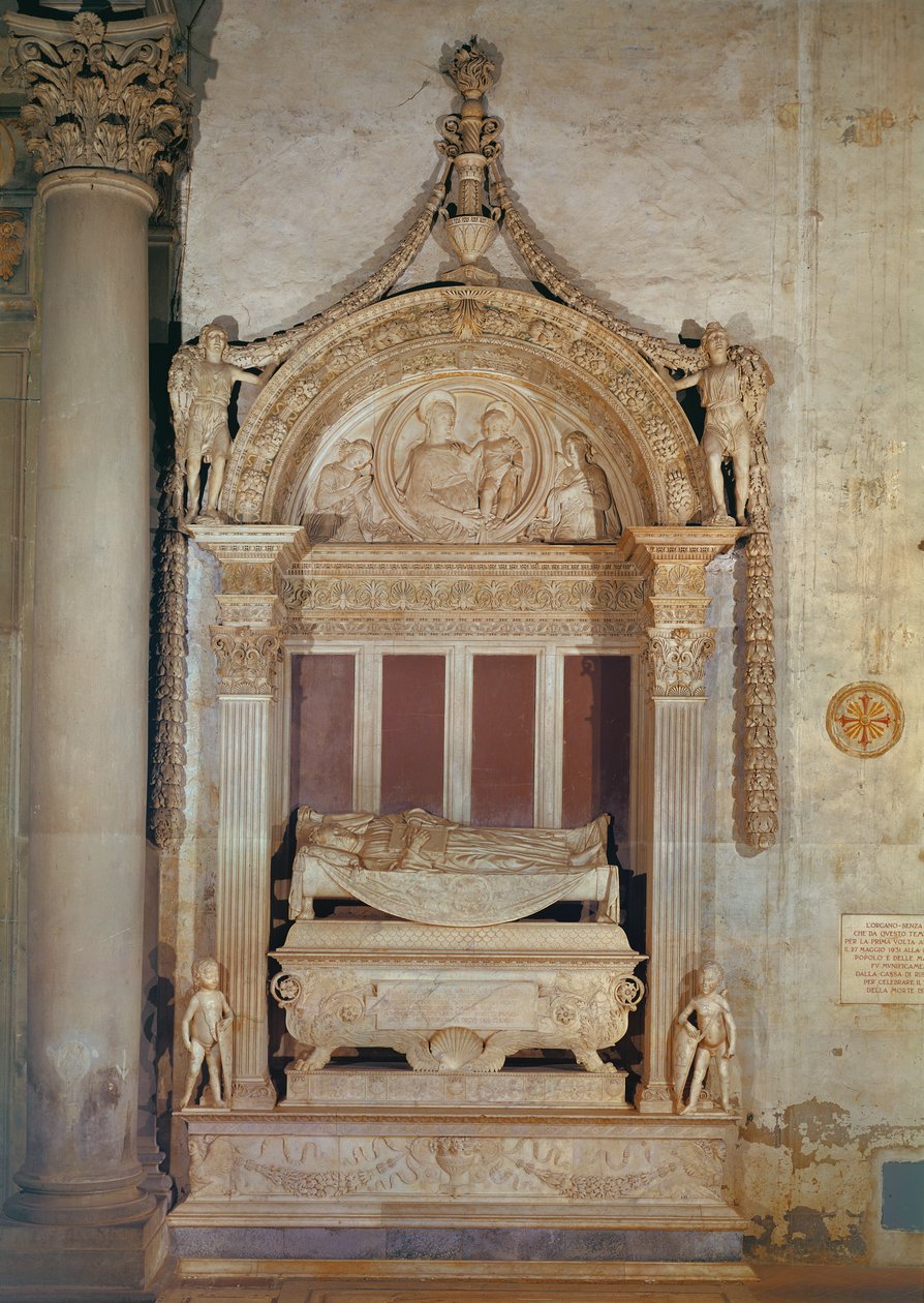 Tomb of Carlo Marsuppini, ca 1453-55 (marmor) av Desiderio da Settignano