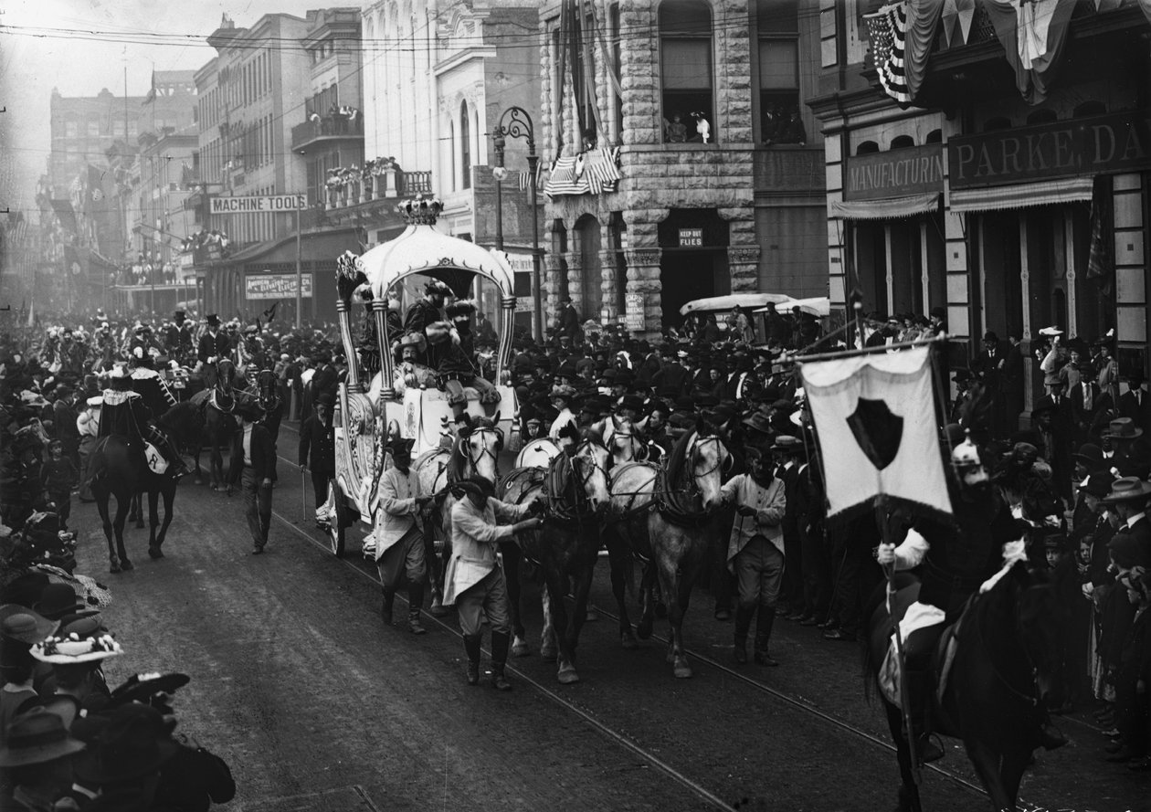 Mardi Gras-dagen, Rex passerar uppför Camp Street, New Orleans, ca 1900-06 av Detroit Publishing Co.