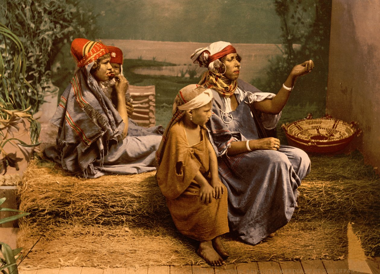 Beduin-tiggare och barn, Tunis, Tunisien av Detroit Photographic Co.