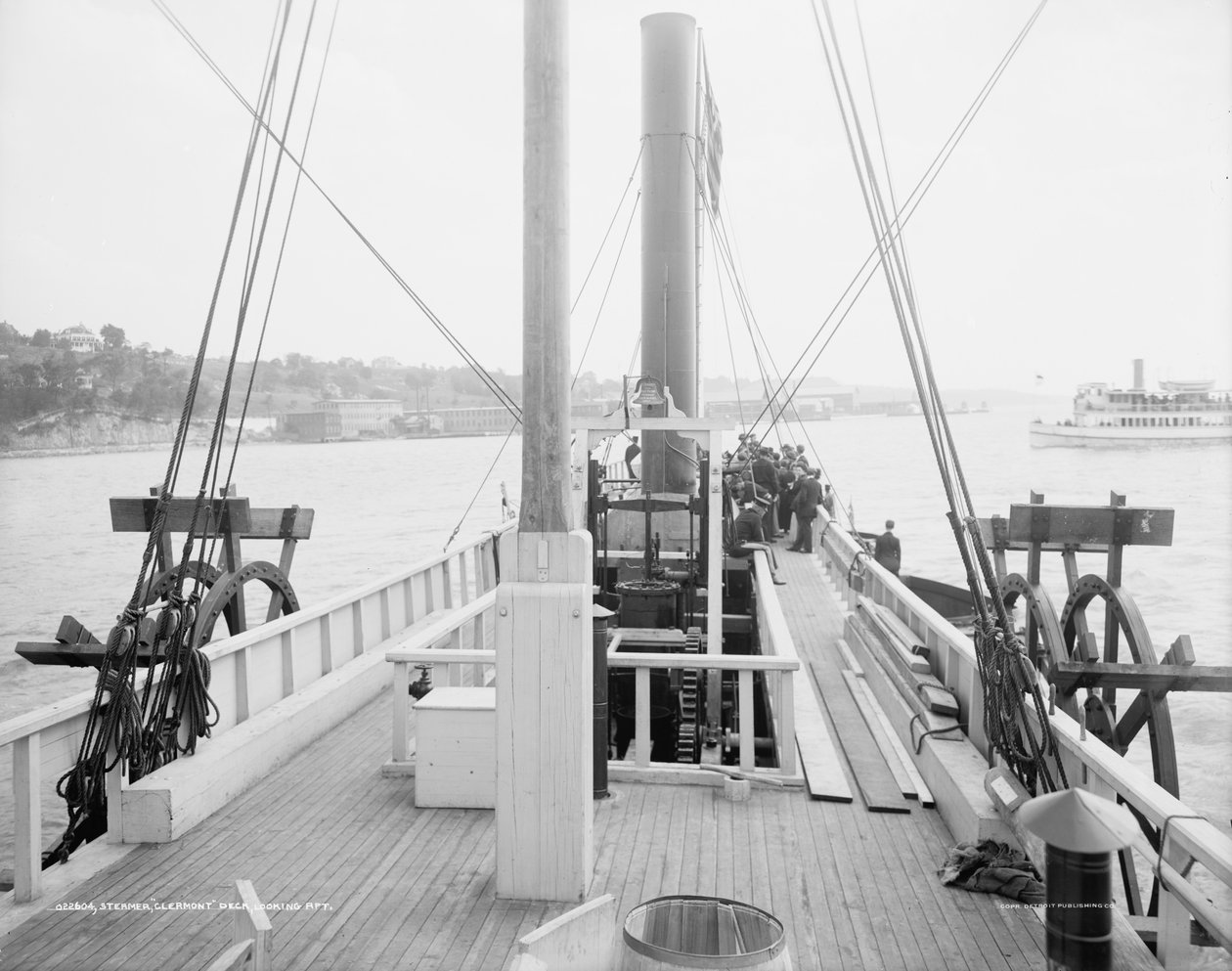Steamer Clermont, däck, tittar akterut, 1909 av Detroit Publishing Co.