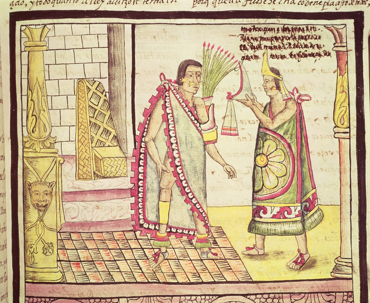 Fol.152v Krönandet av Montezuma II (1466-1520) den siste mexikanske kejsaren 1502, 1579 av Diego Duran