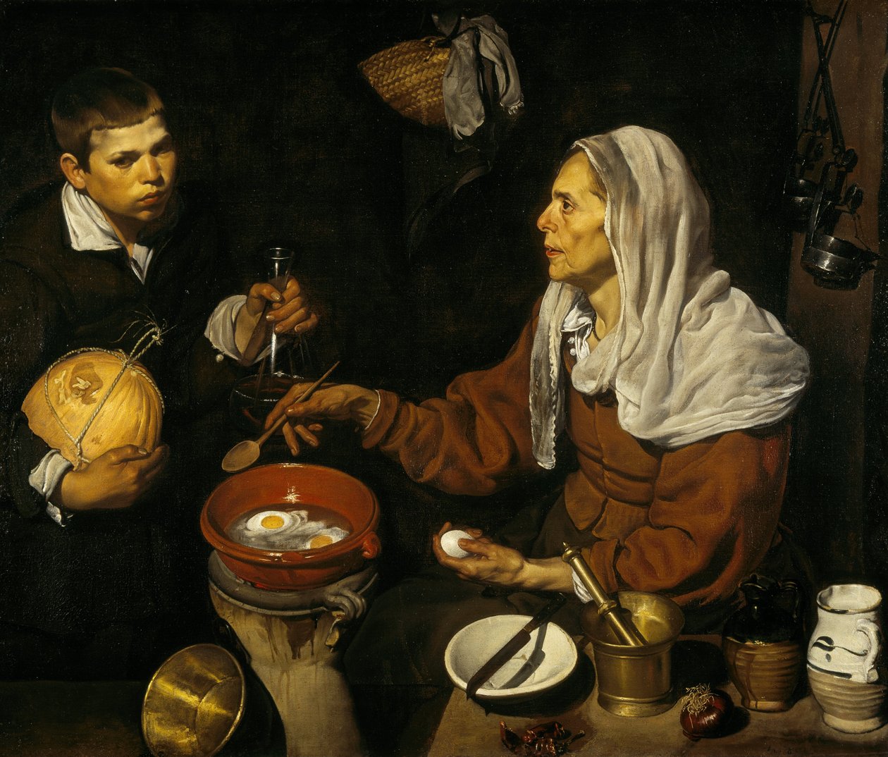En gammal kvinna som lagar ägg av Diego Velázquez
