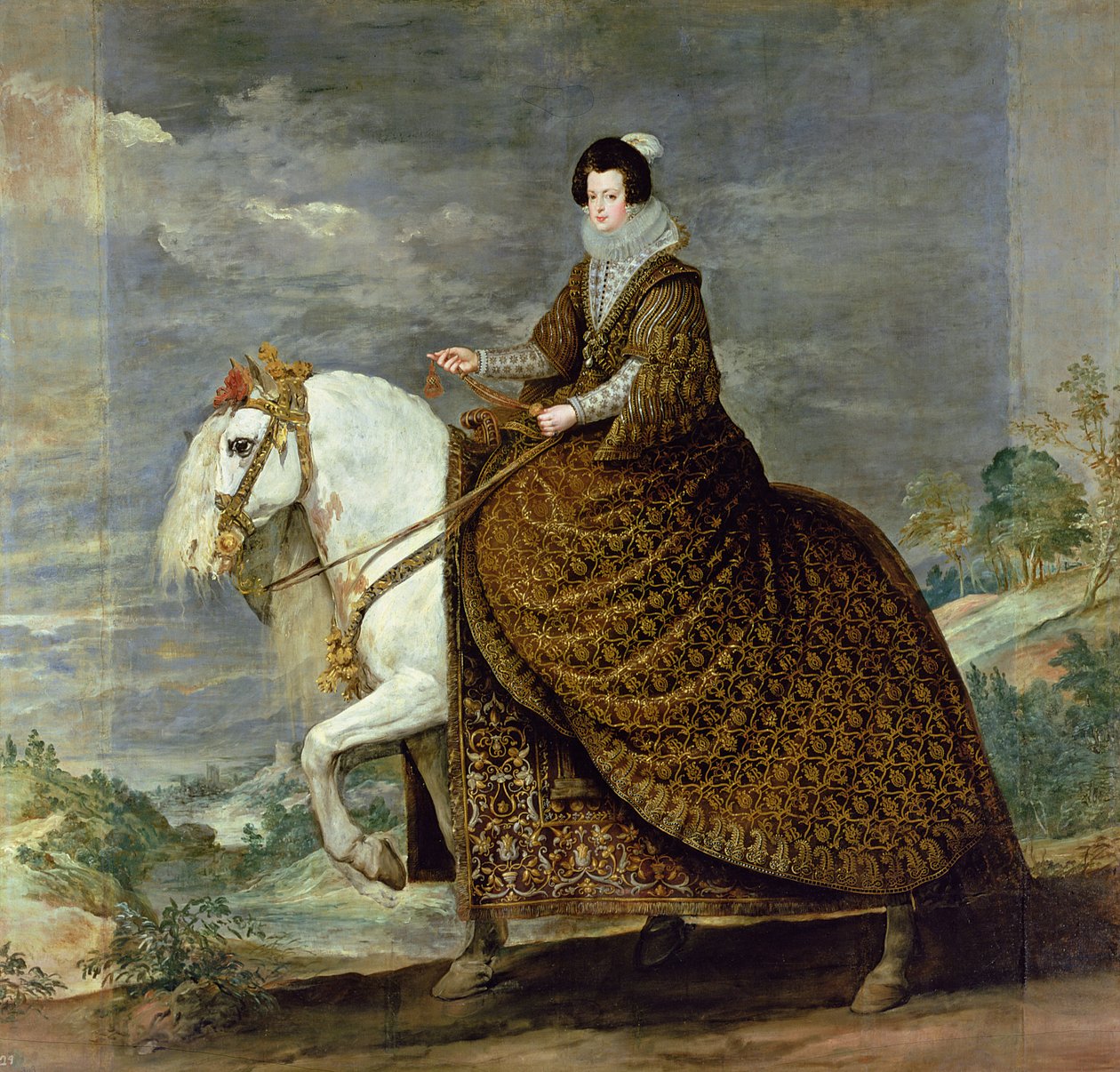 Ridsporträtt av Elisabeth de France, hustru till Filip IV av Spanien av Diego Velázquez