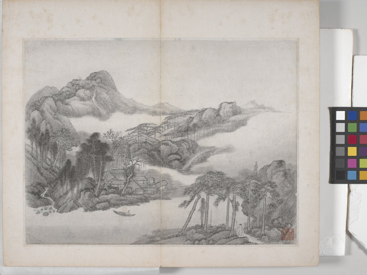 Album Of Landscape Paintings (bläck på papper) av Ding Yunpeng