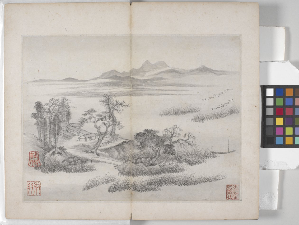 Album Of Landscape Paintings (bläck på papper) av Ding Yunpeng