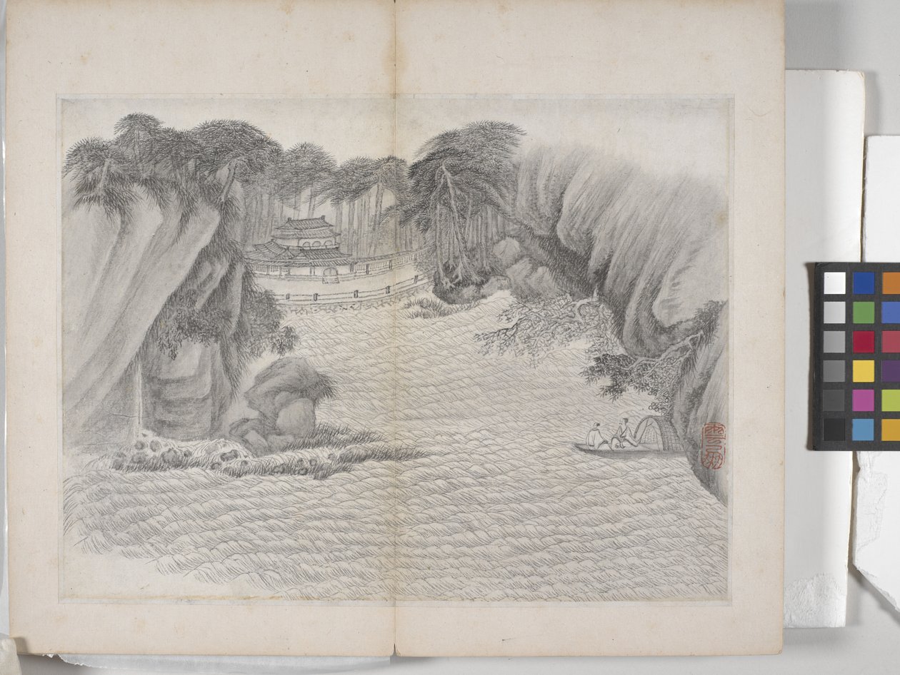 Album Of Landscape Paintings (bläck på papper) av Ding Yunpeng