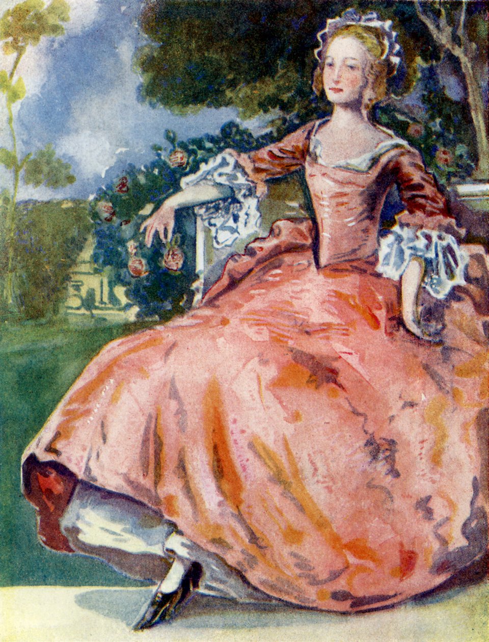 Kvinnodräkt under George I (1714-1727) av Dion Clayton Calthrop