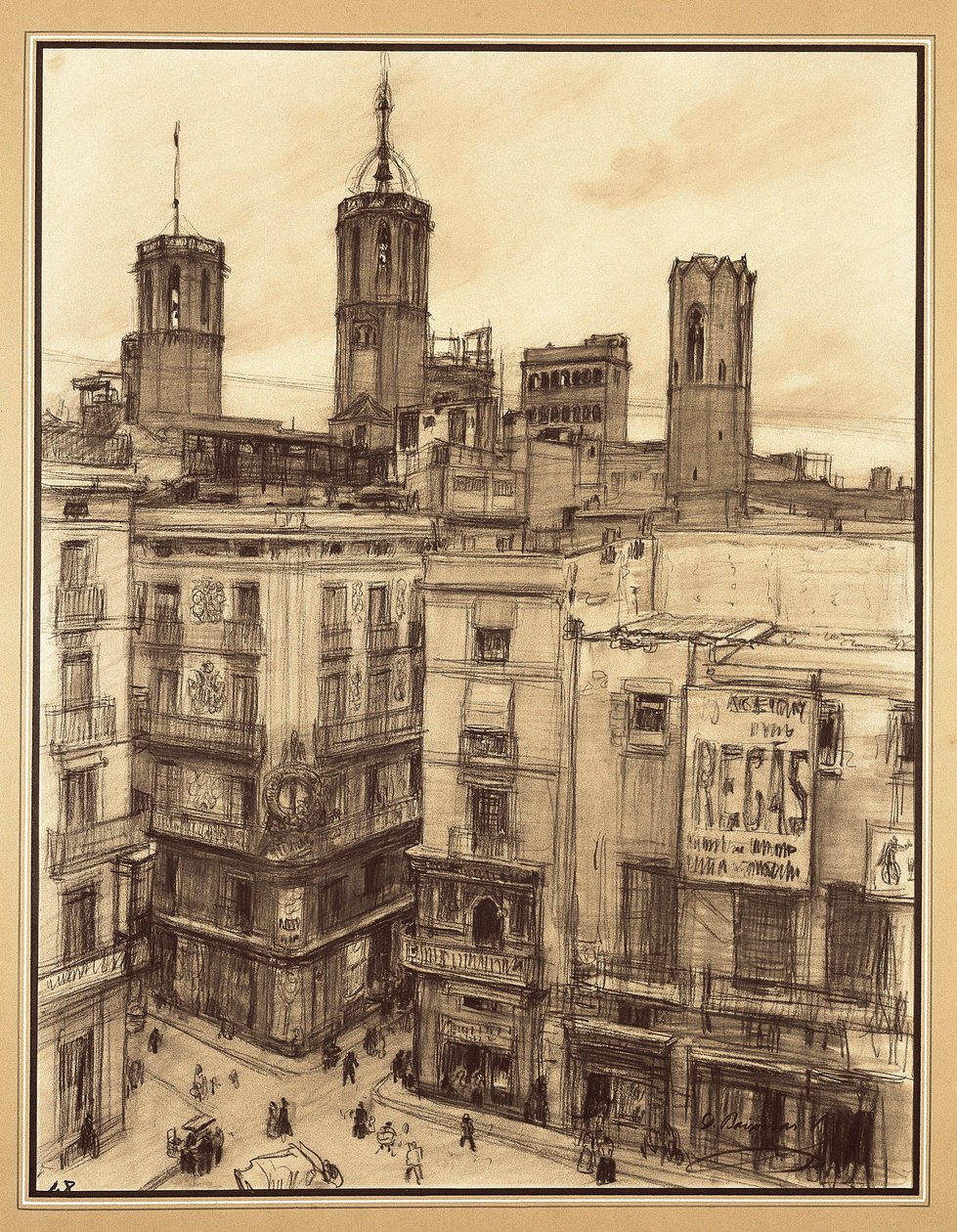 Square of Angels, Barcelona (ritning) av Dionisio Baixeras Verdaguer