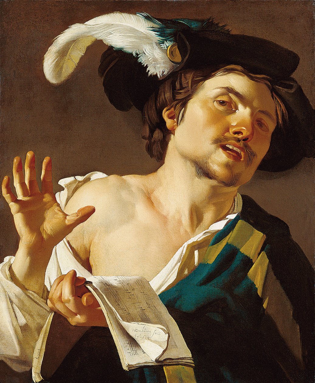 Ung man sjunger av Dirck van Baburen