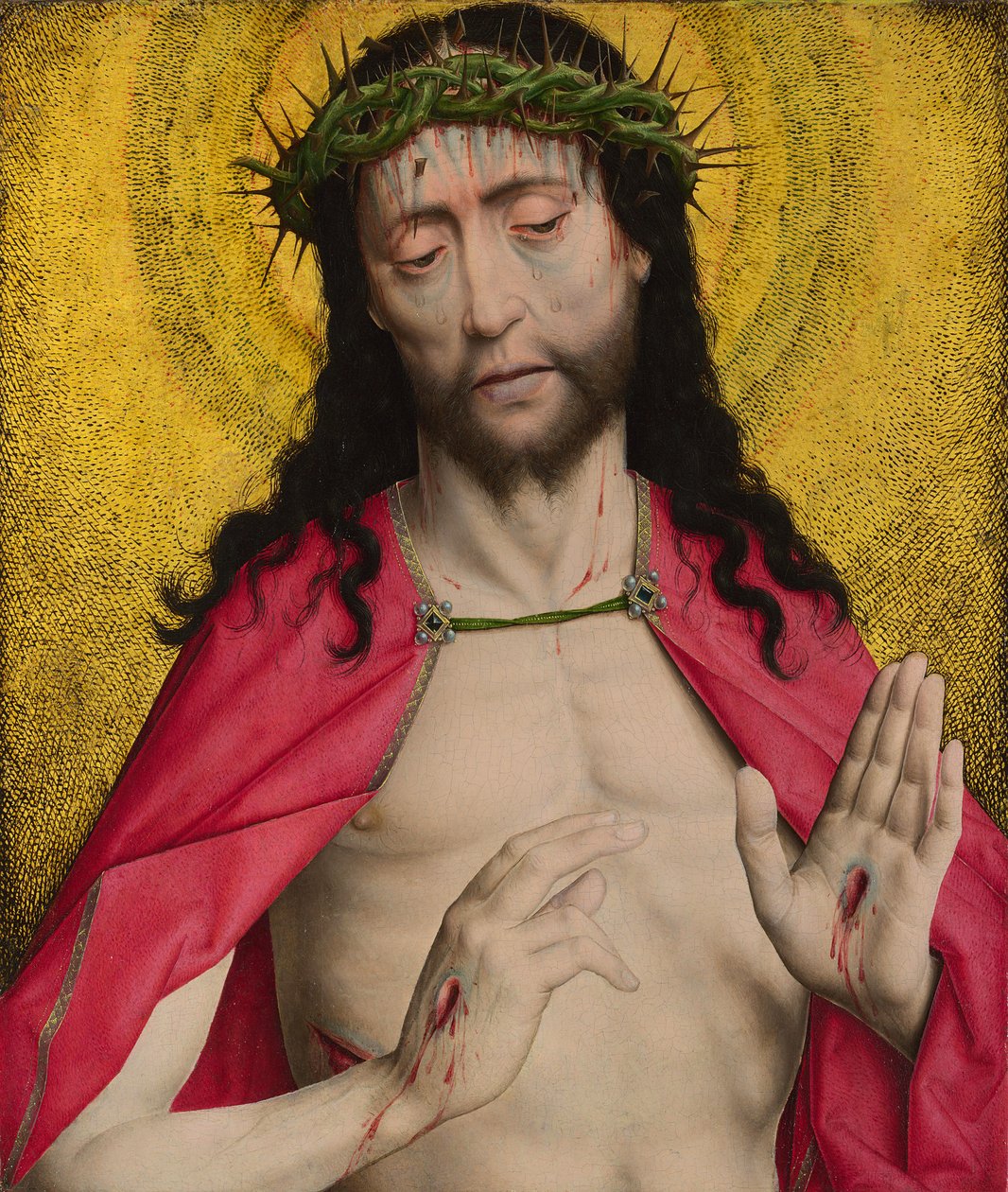 Kristus krönt med törnen, ca 1470 (tempera på trä) av Dirck Bouts