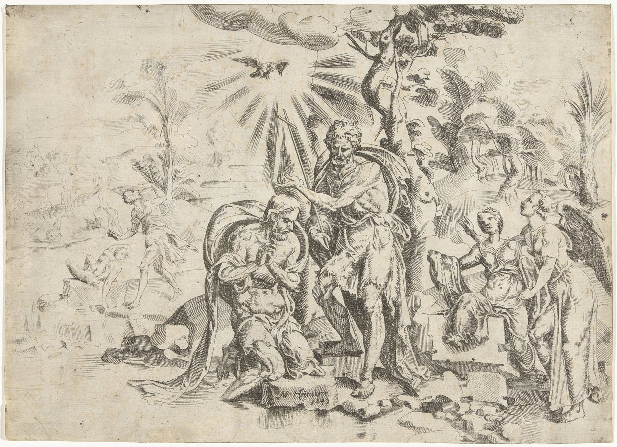 Kristi dop av Dirck Volckertsz. Coornhert (attributed to)