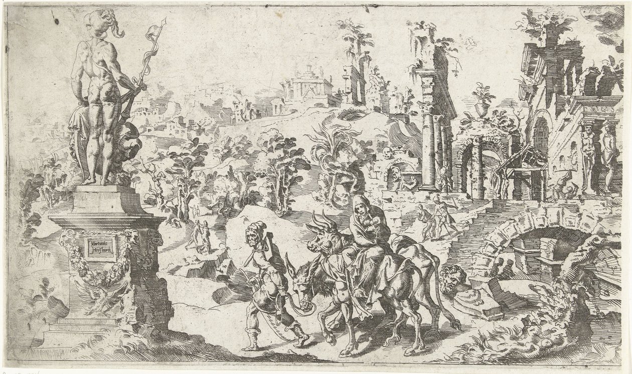 Flyg till Egypten av Dirck Volckertsz. Coornhert (attributed to)