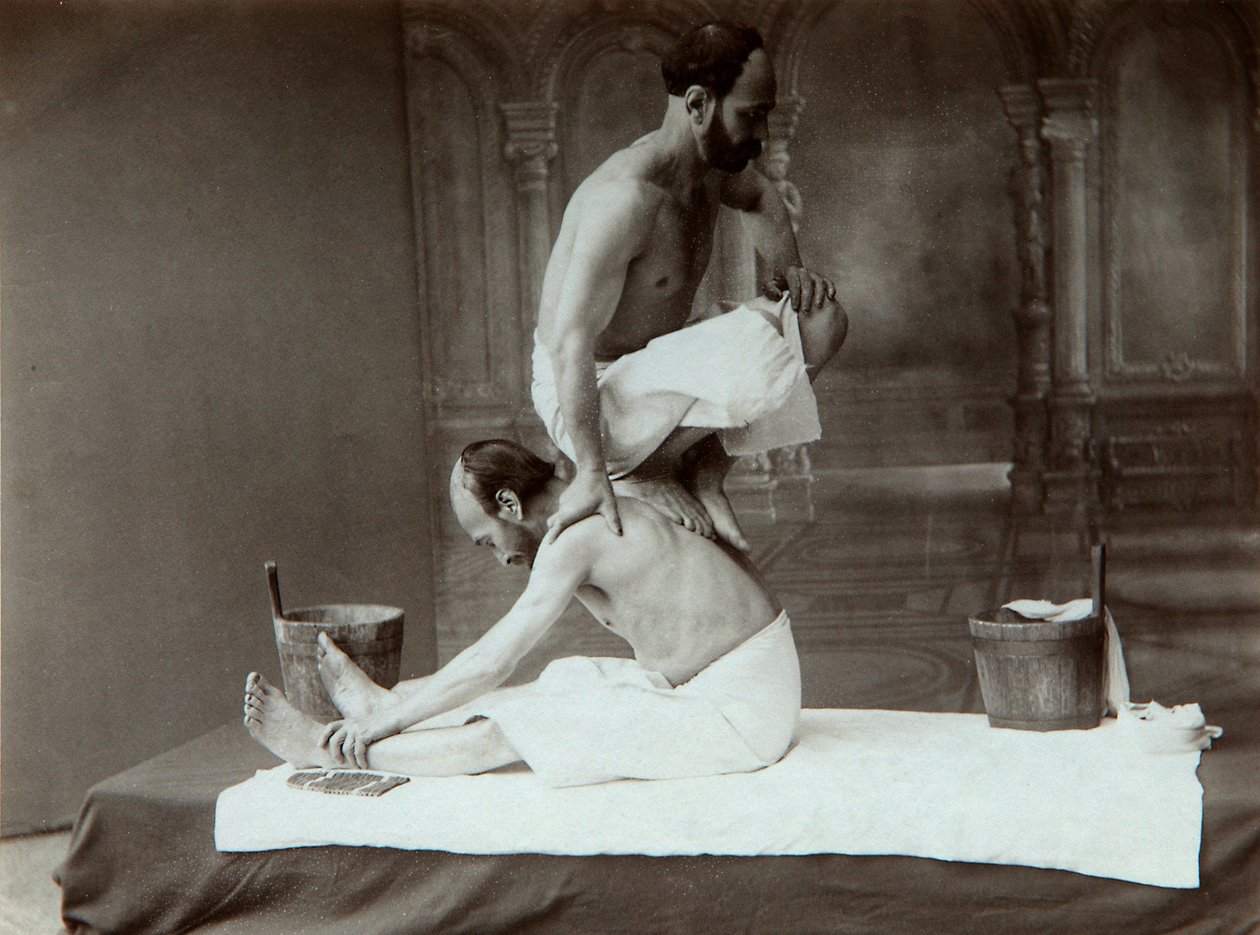Det orientaliska badet. Massage, 1880-tal av Dmitri Ivanovich Yermakov