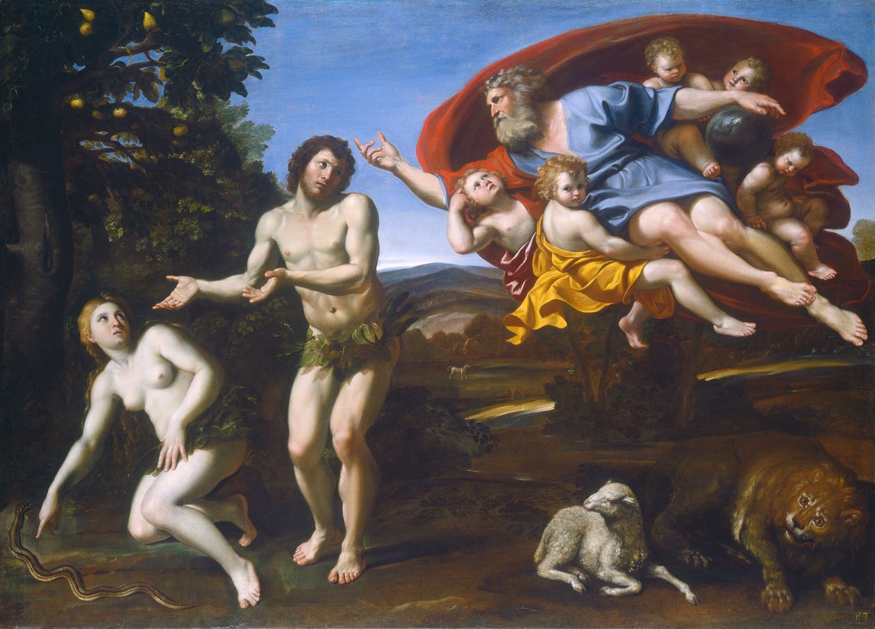 Tillrättavisningen av Adam och Eva av Domenichino