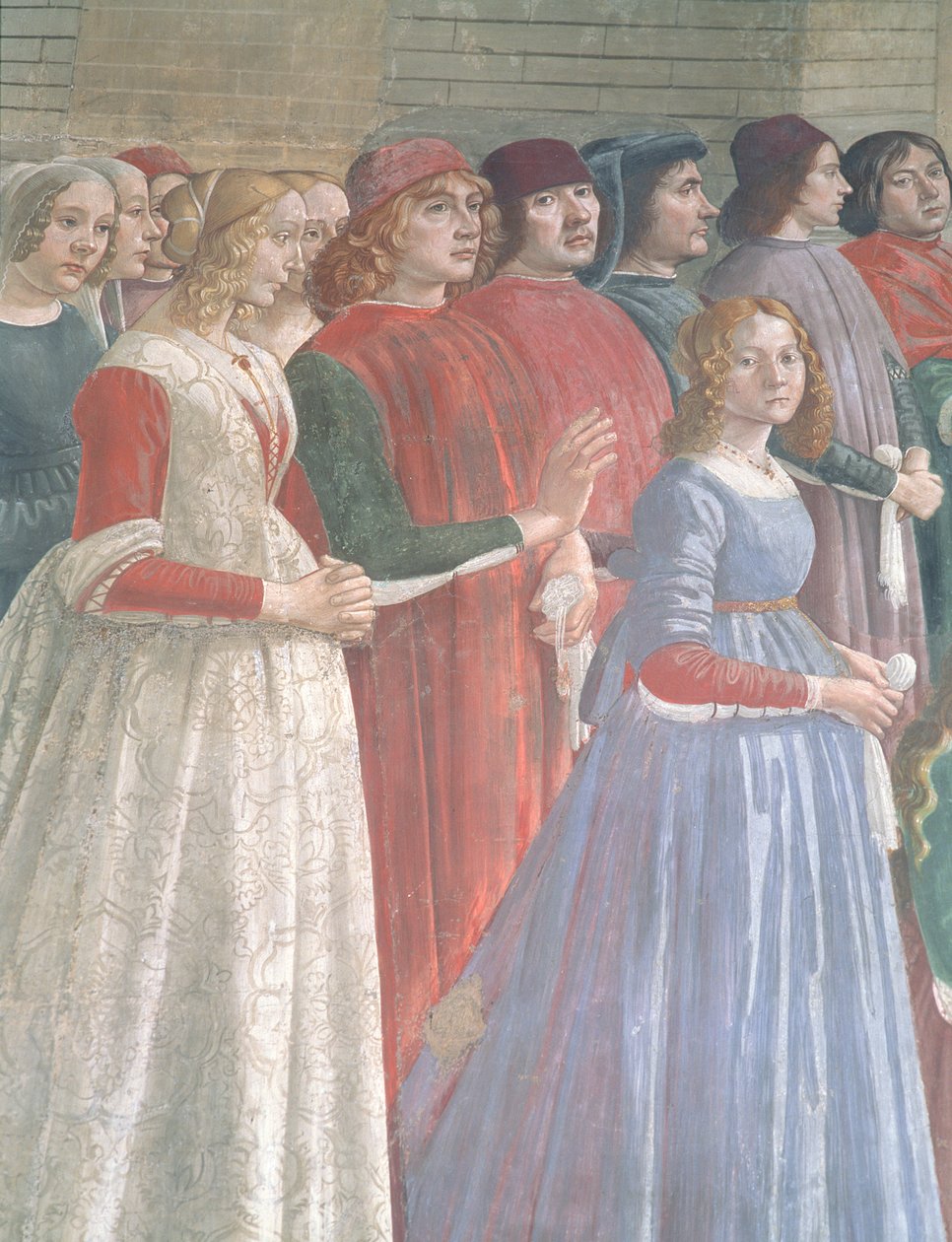 Florentinska åskådare, från St. Franciskus cykel, Sassetti Chapel, 1483 (detalj) (se även 60524) av Domenico Ghirlandaio