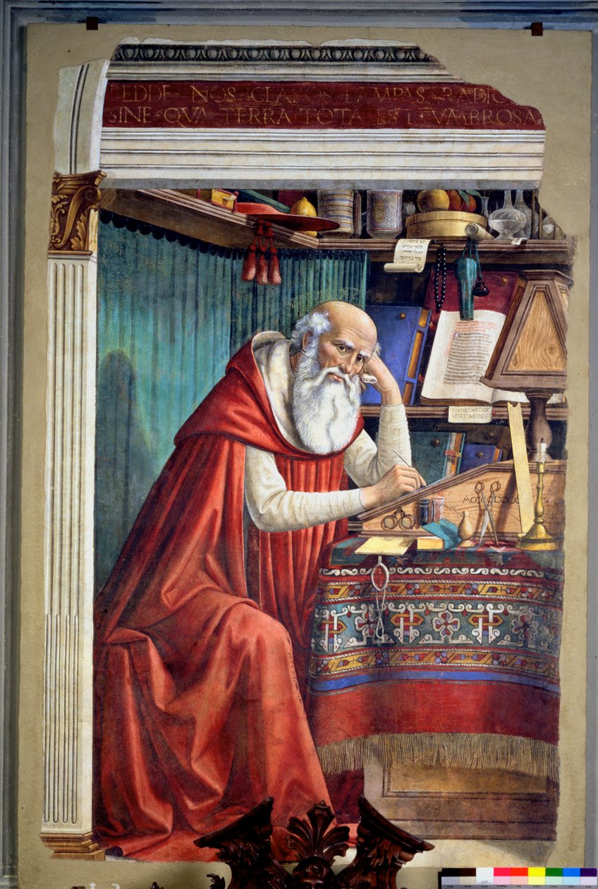 St. Hieronymus i hans studie, 1480 (se 44344 för detaljer) av Domenico Ghirlandaio