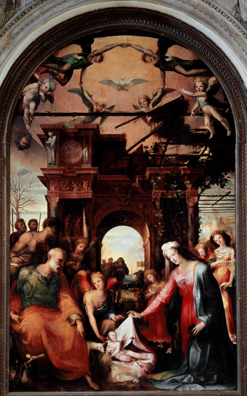 Nativiteten. Målning av Domenico Beccafumi (1486-1551) av Domenico Beccafumi