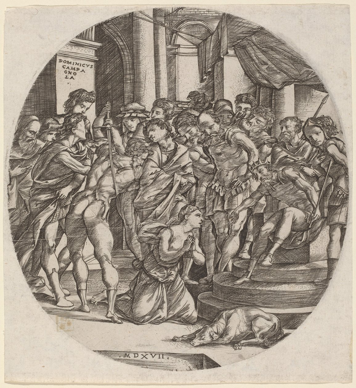 Halshuggning av Saint Catherine av Domenico Campagnola