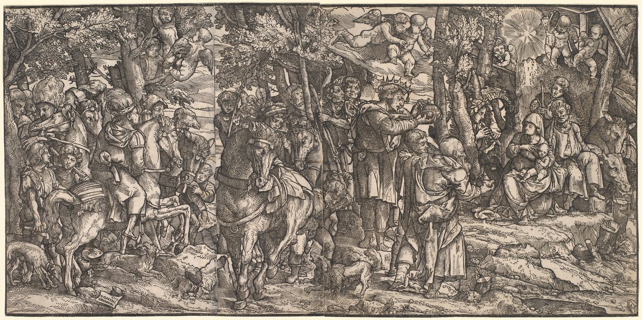 Tillbedjan av Magi av Domenico Campagnola