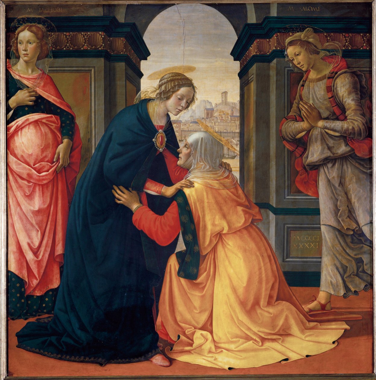 Besöket mellan Marie-Jacobie och Marie-Salome... av Domenico Ghirlandaio