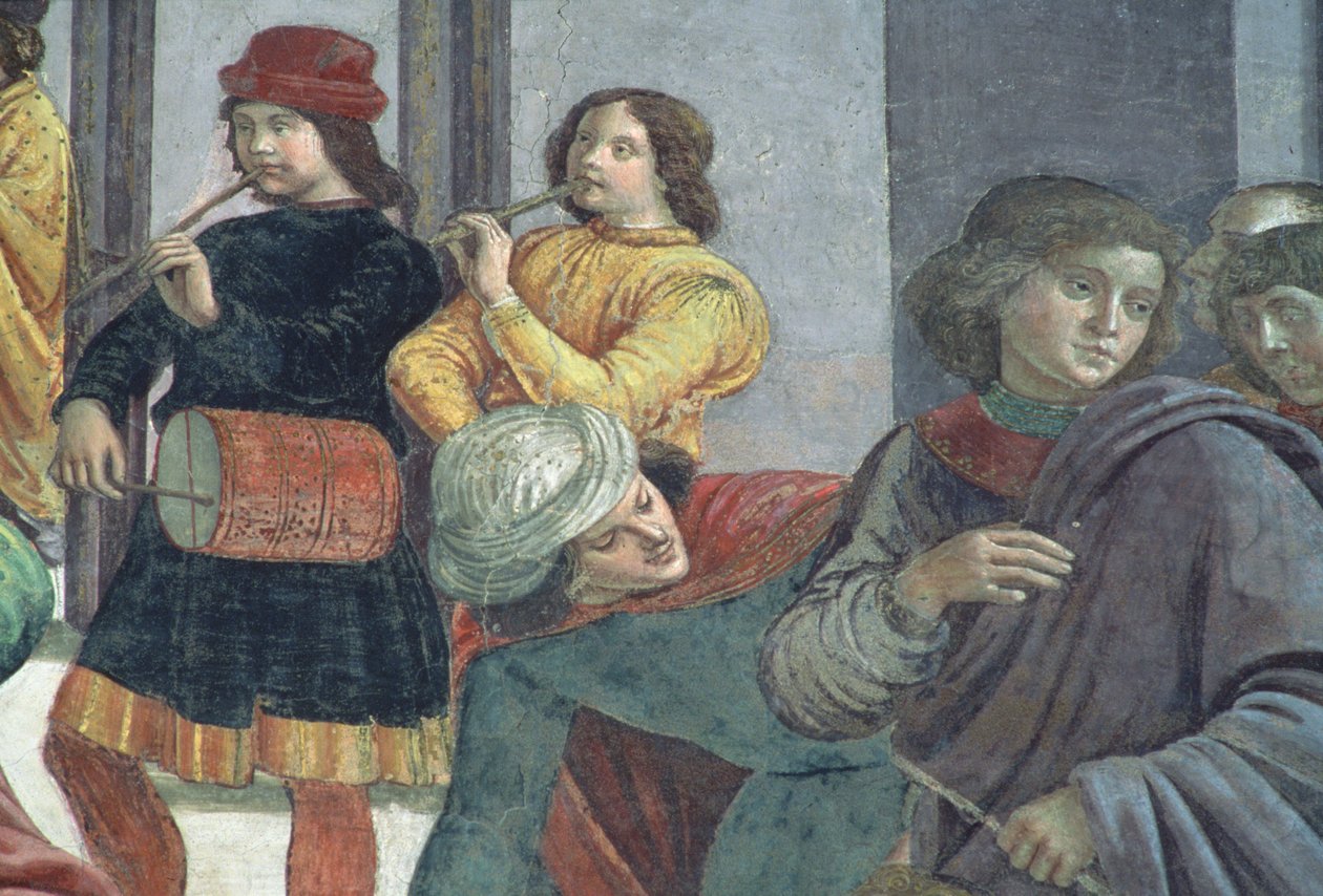 Musiker, från Jungfruns bröllop av Domenico Ghirlandaio