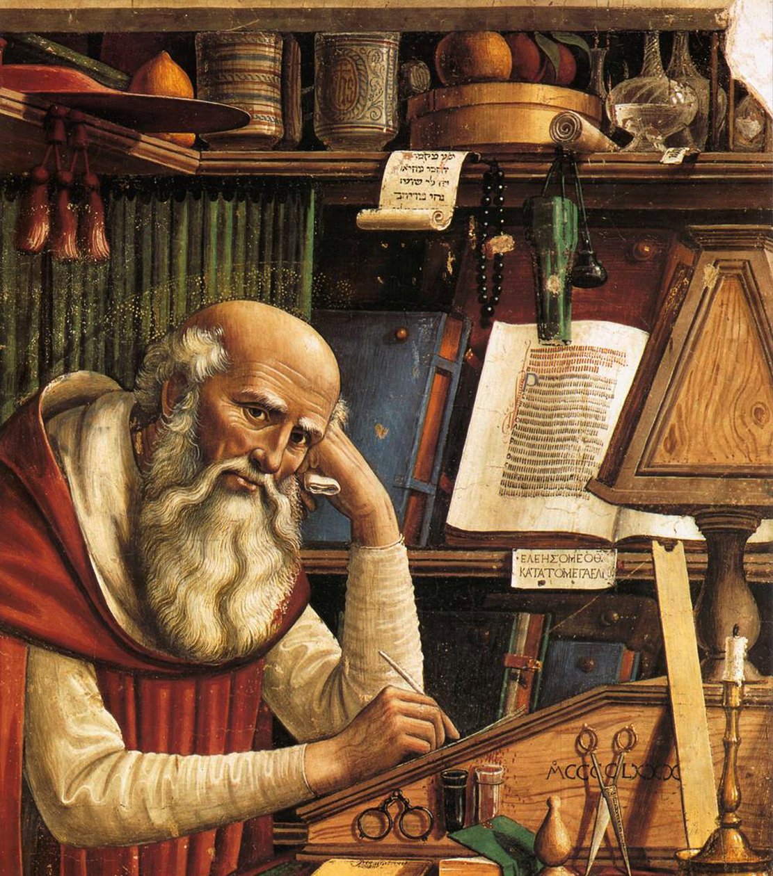 Saint Hieronymus i sin studiedetalj, 1480 av Domenico Ghirlandaio