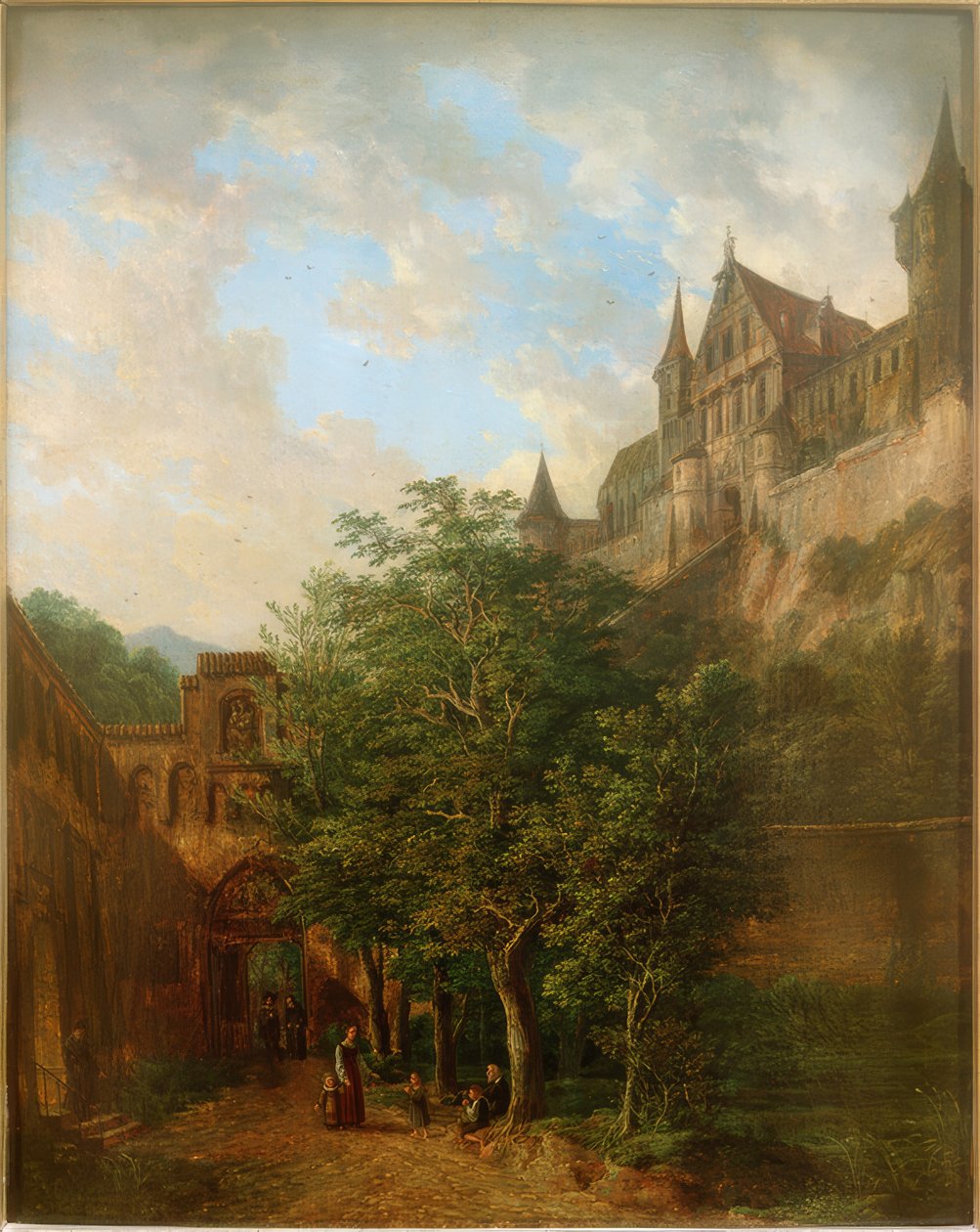 Trausnitz slott nära Landshut av Domenico II Quaglio
