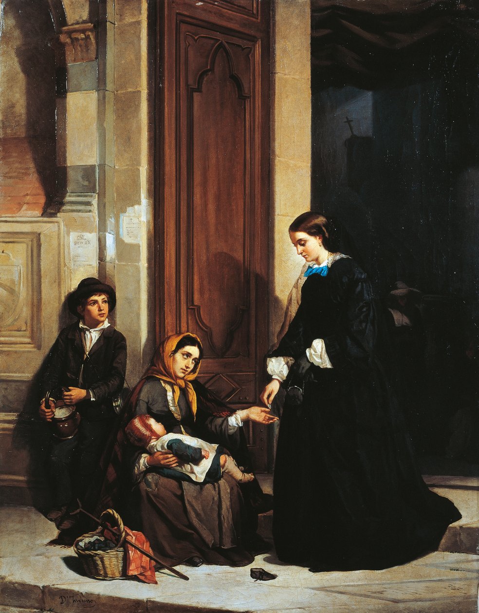 The Charity, av Induno Domenico av Domenico Induno