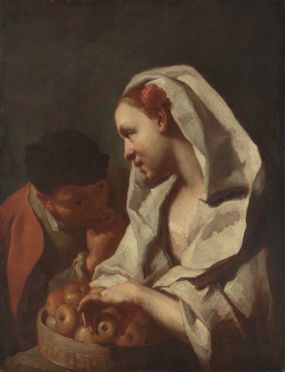 Flicka som säljer frukt av Domenico Maggiotto (attributed to)