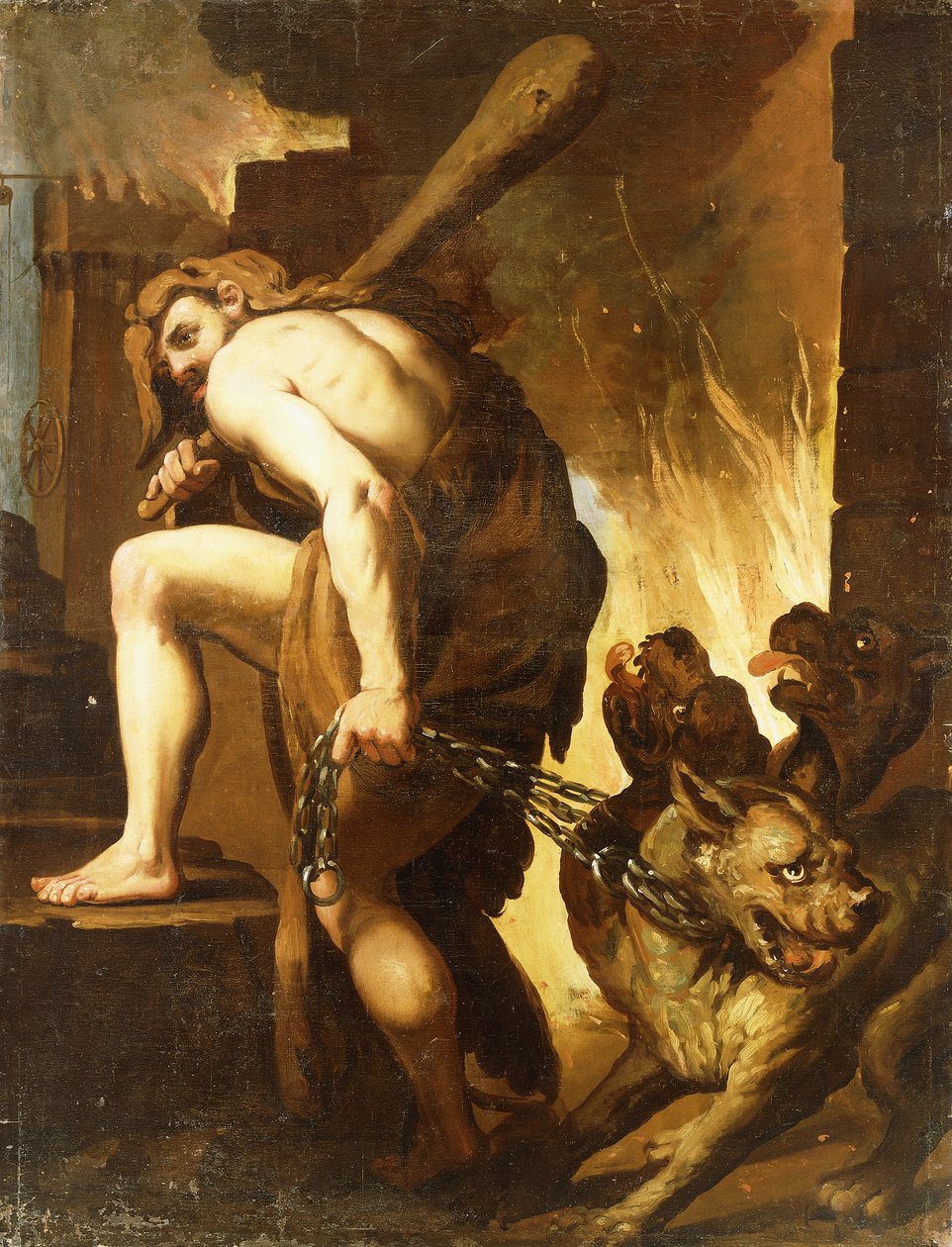 Hercules drar Cerberus från helvetet av Domenico Pedrini