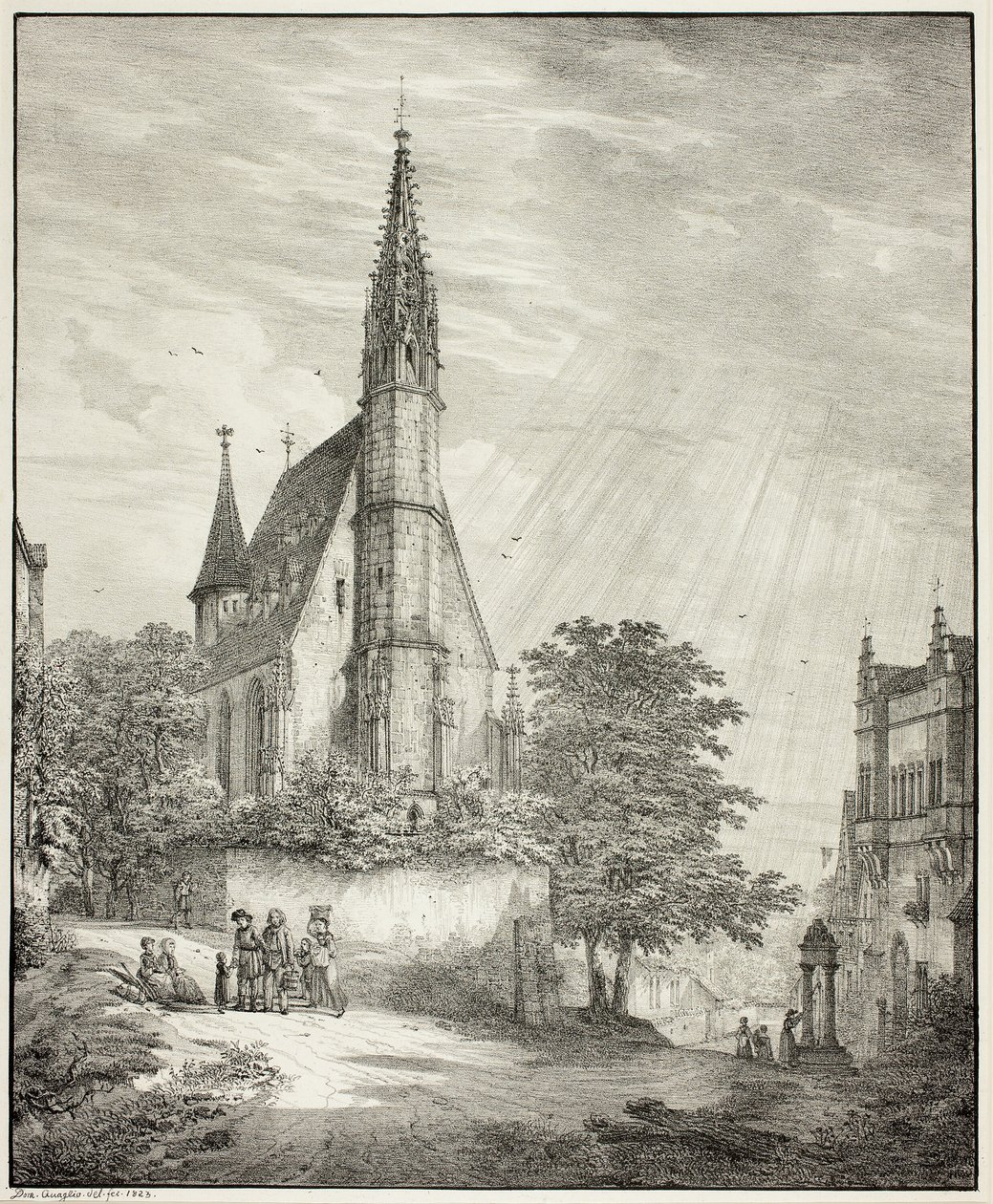 Kiderich kyrka i Rheingau av Domenico Quaglio