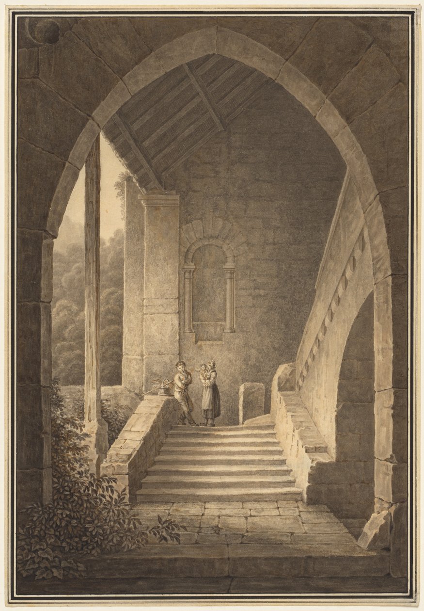 Yttertrappa av en gotisk ruin av Domenico Quaglio