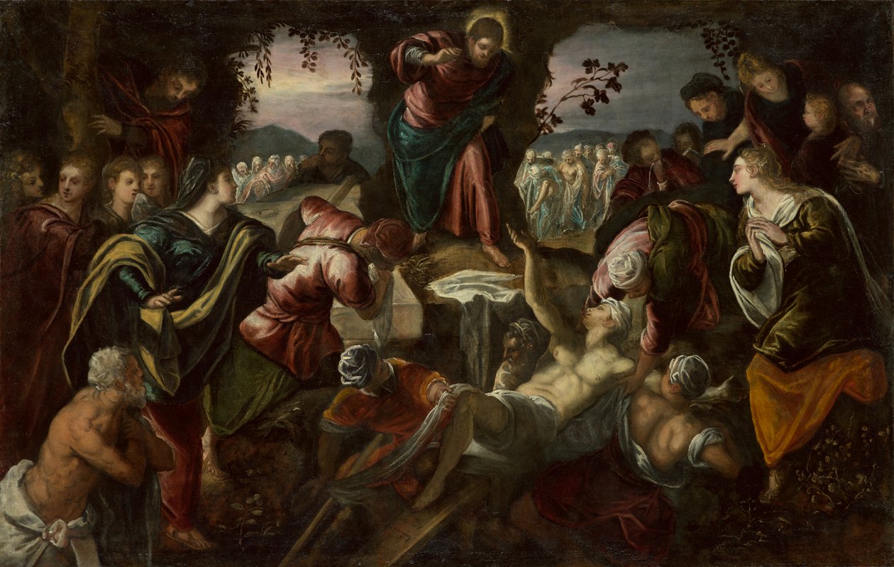 Lazarus uppståndelse, 1585-1590 av Domenico Robusti Tintoretto