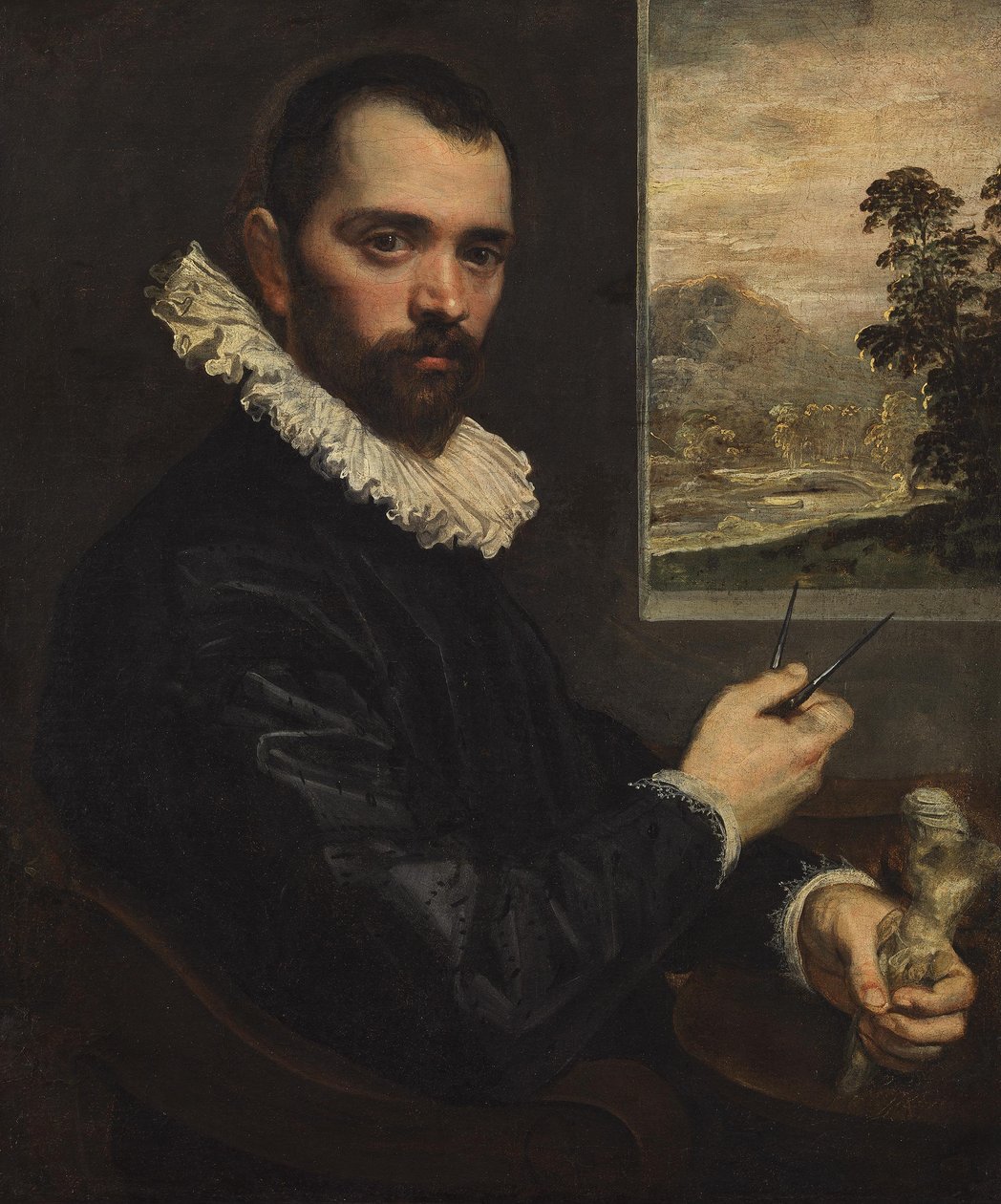 Tyska: Porträtt av en målare av Domenico Tintoretto