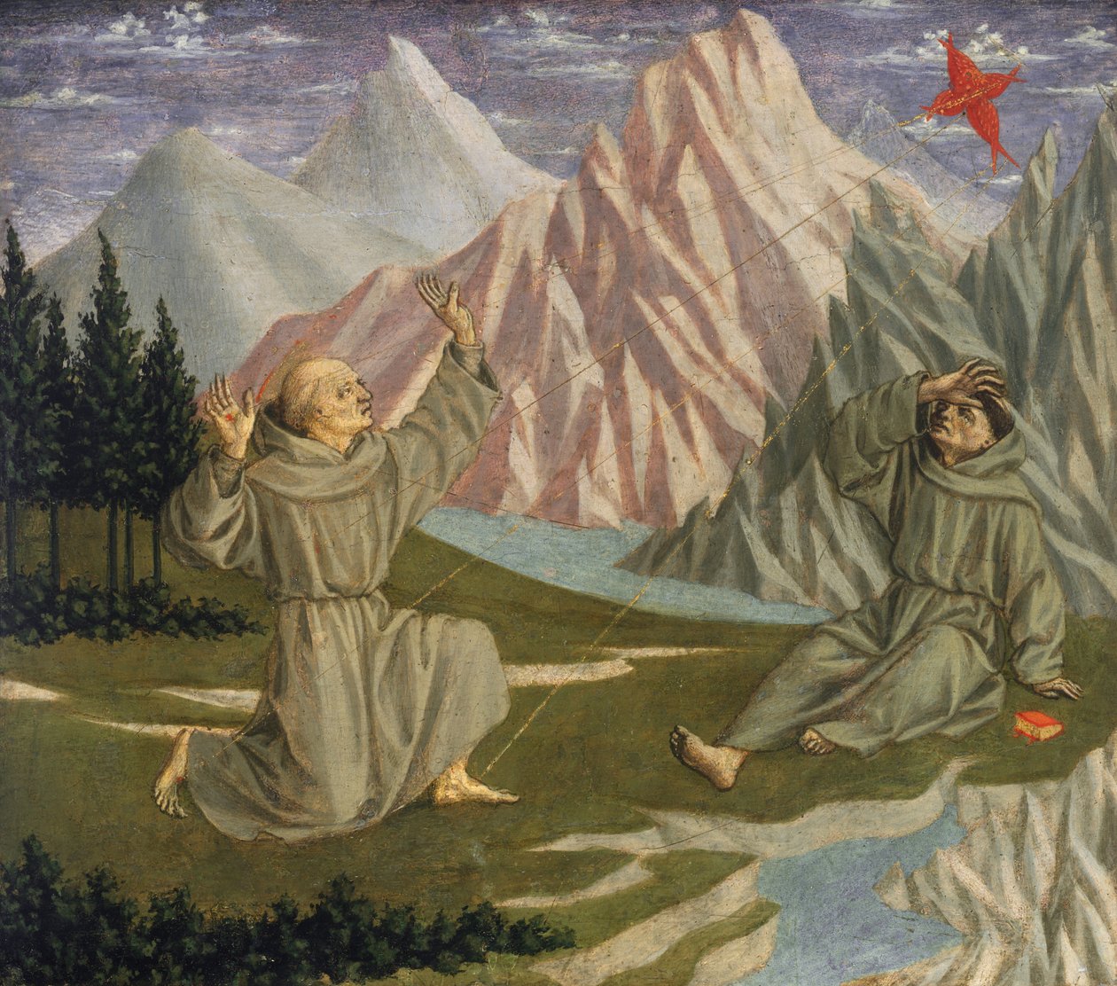 Saint Francis tar emot Stigmata, ca. 14451450. av Domenico Veneziano